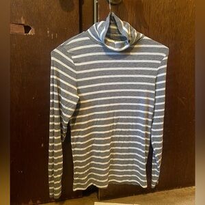 Aerie Grey & White Turtle Neck Long Sleeve Top